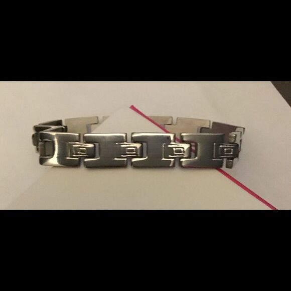 NEW~ Men’s Stainless Steel Greek Key Link Bracelet - Picture 1 of 2